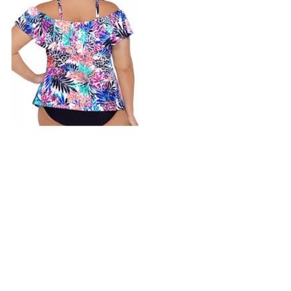 Island Escape Woman Tankini Top Plus Size 24W Tropical Underwire NWT $45 - Picture 2 of 4